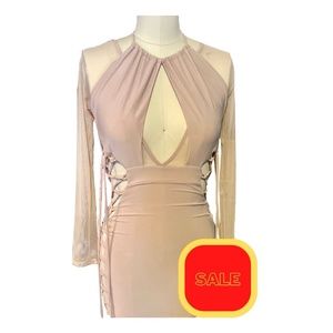 Love Culture Side Lace-up Dress with Mesh Inserts and Sleeves